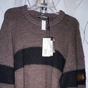 Dolce & Gabbana Men's Taupe and Black Crewneck Sweater